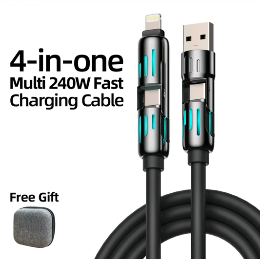 4-in-1 USB Charging Cable | 240W Fast Charge & Data Sync